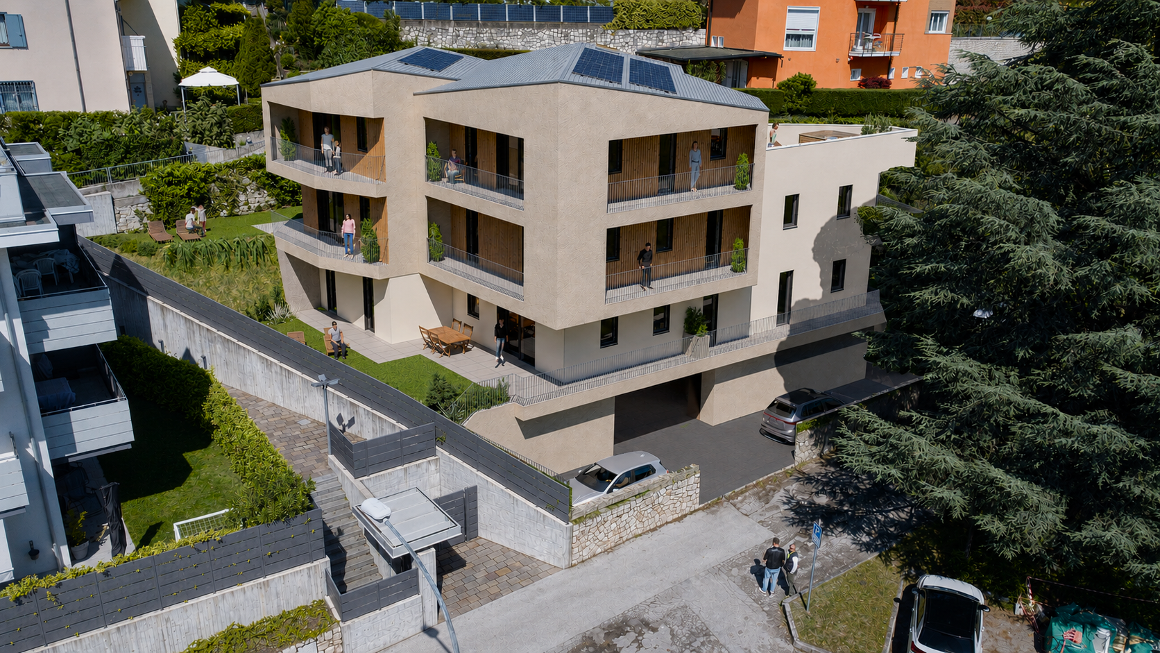 Residenza Sant’Agata a Povo, vista dall’alto dal lato strada